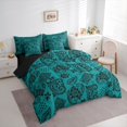 thumbnail image 2 of jejeloiu Bold Paisley 7pcs Queen Bedding For Men Women,Exotic Print Bedding Comforter Set Queen,Teal Black,Black Reversible, 2 of 7
