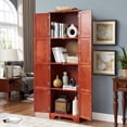 thumbnail image 4 of Leumius 72.4" Tall Storage Cabinet Tall Storage Cabinet with 8 Doors and 4 Shelves ,Bookshelf for Living Room, Kitchen, Dining Room, Office Cherry, 4 of 8