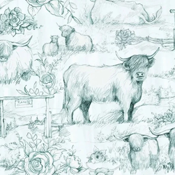 Springs Creative Highland Ranch Cows Dusty Toile