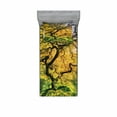 thumbnail image 2 of Ambesonne Tree Fitted Sheet & Pillow Sham Set, Large Maple with River, Queen, Green Yellow, 2 of 3
