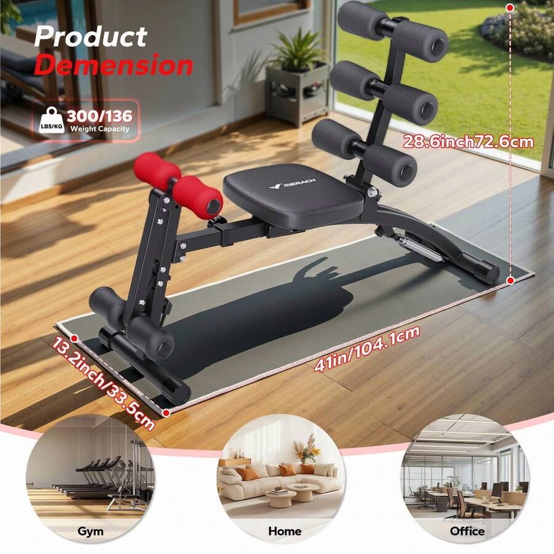 Multi-Functional Adjustable Ab Trainer, Ab Workout Bench For Home Gym, Sit Up Machine For Abdominal, Exercise Chair For Full Body Workout