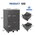 thumbnail image 3 of 2 Drawer Letter Width Vertical File Cabinet Rolling Wood File Cabinet with Lock for Home Office, Dark Gray, 3 of 6