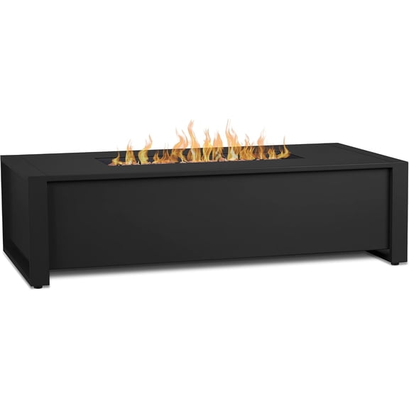Real Flame Keenan 52" Rectangle Metal Propane Fire Pit Table in Black