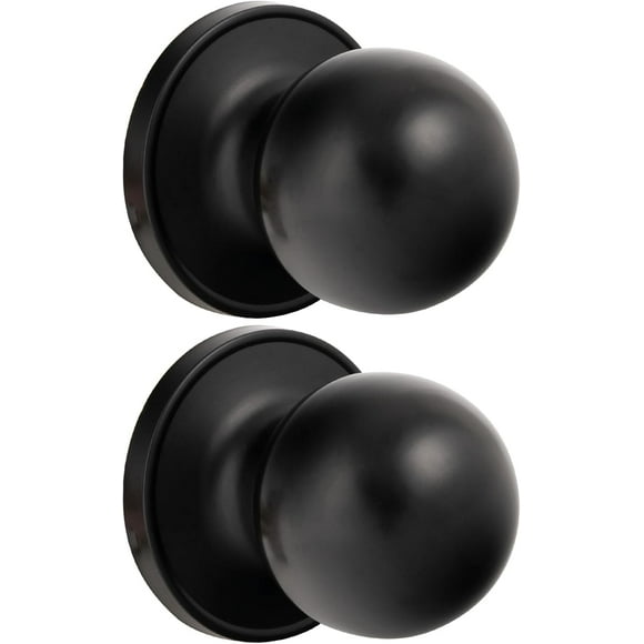 shiyou-2 Pack Dummy Door Knob Matte Black Dummy Door Knob Single Side Closet Door Knob Set Keyless, Exterior/Interior Door Handle, Individual Non-Turning