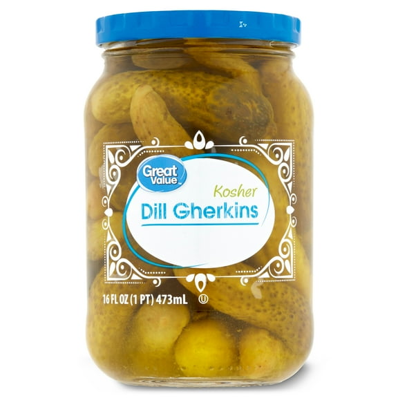 Great Value Kosher Dill Gherkins Fresh Pack, 16 fl oz