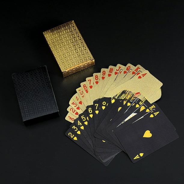 Cartas de póquer de plástico PET que no temen al agua, cartas creativas a cuadros dorados, cartas de juego con lámina de oro