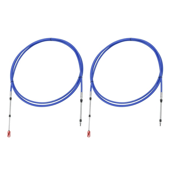 Unique Bargains 2pcs 16ft 197 Inch Marine Type 3300/33C Throttle Shift Remote Control Box Cable with Clevis Blue