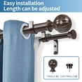 thumbnail image 2 of Urbanest Adjustable Double Curtain Rod Set Fluted Ball Flat Button Finials – 1″ Front & 5/8″ Back Rod With Bronze Rod, 84–120 Inches, 2 of 6