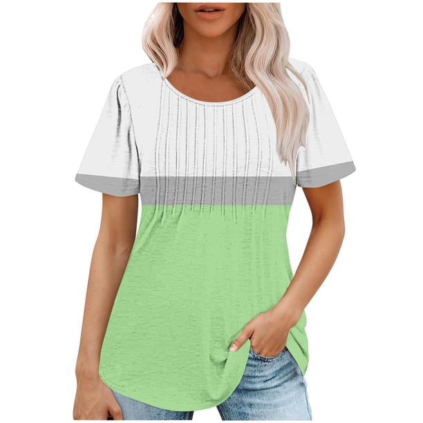 Camiseta Casual de Manga Corta de Mujer, Cuello Redondo de Impresión para Uso Diario, Fiesta Y Hogar
