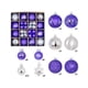 thumbnail image 4 of Juego de 44 bolas navideñas moradas de plástico irrompible para colgar en árboles, ventanas y fiestas, con ganchos fáciles de enganchar., 4 of 6