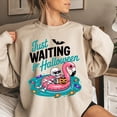 thumbnail image 2 of Just Waiting for Halloween Skeleton Sweatshirt – Funny Flamingo Pool Float Halloween Pullover, 2 of 6
