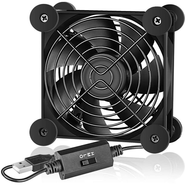 Simple Deluxe 80mm Quiet USB Cooling Fan with Multi-Speed Controller, 5V DC, Dual Ball Bearing, Compatible for Receiver DVR Playstation Xbox Computer Cooling, Black, 1-Pack -