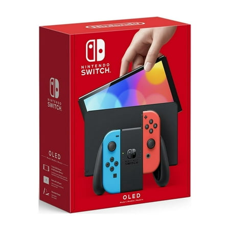 Nintendo Switch OLED Model w/ Neon Red & Neon Blue Joy-Con Console - International Spec (Functional in US) NEW