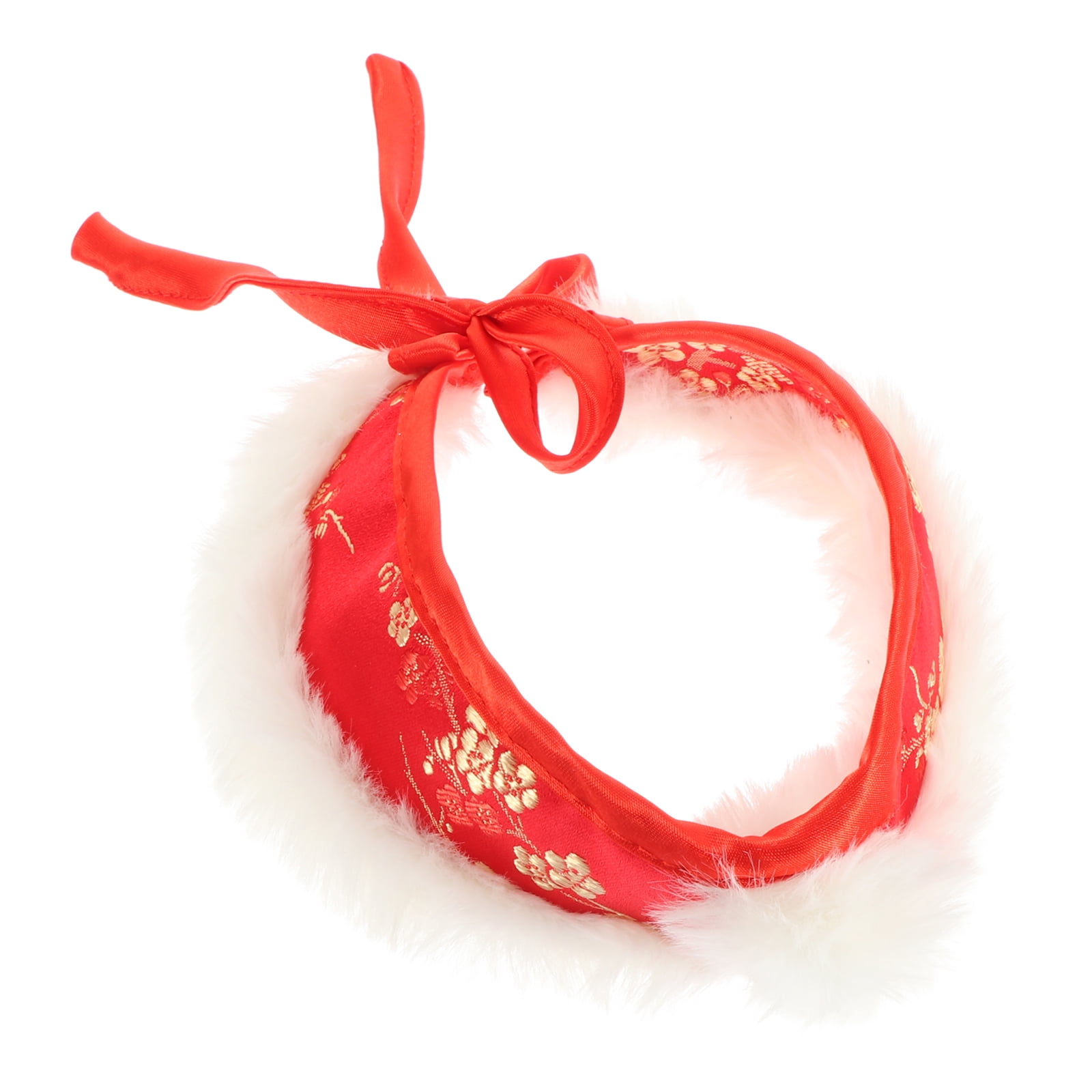 OUNONA Red Acrylic Warm Pet Collar Chinese Style New Year Bow Tie Design