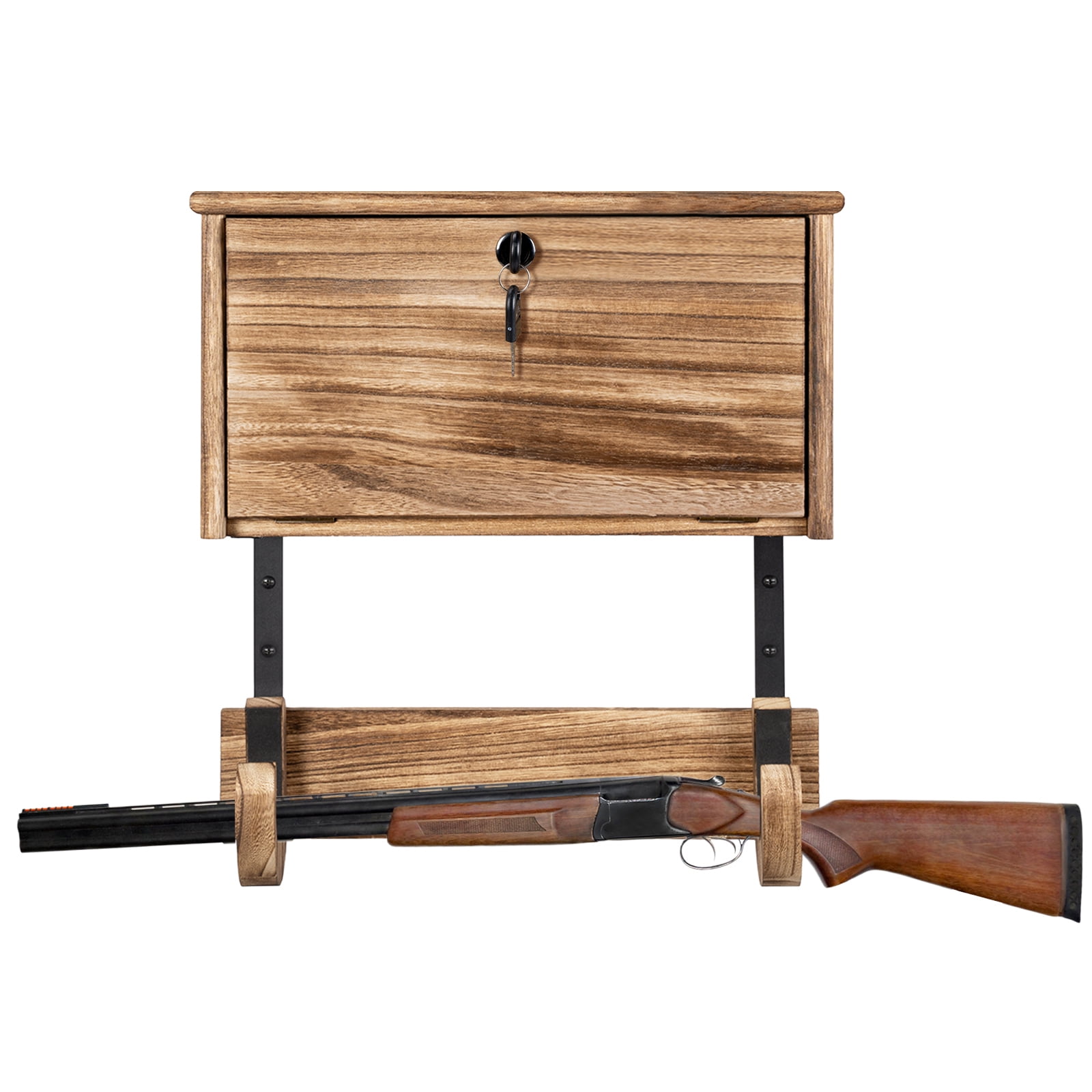 Gun Rack Wall Mount Hold Up Displays, Horizontal Gun Racks for Wall, Gun Hardwood Hanger, brown