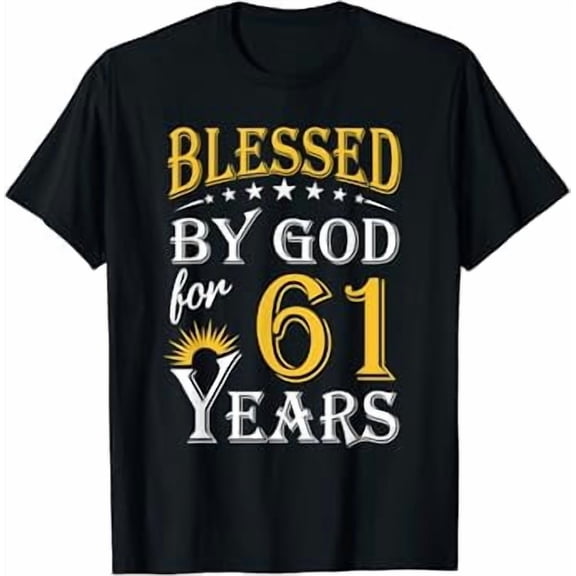 Vintage Blessed by God for 61 years Happy 61st Birthday T-Shirt