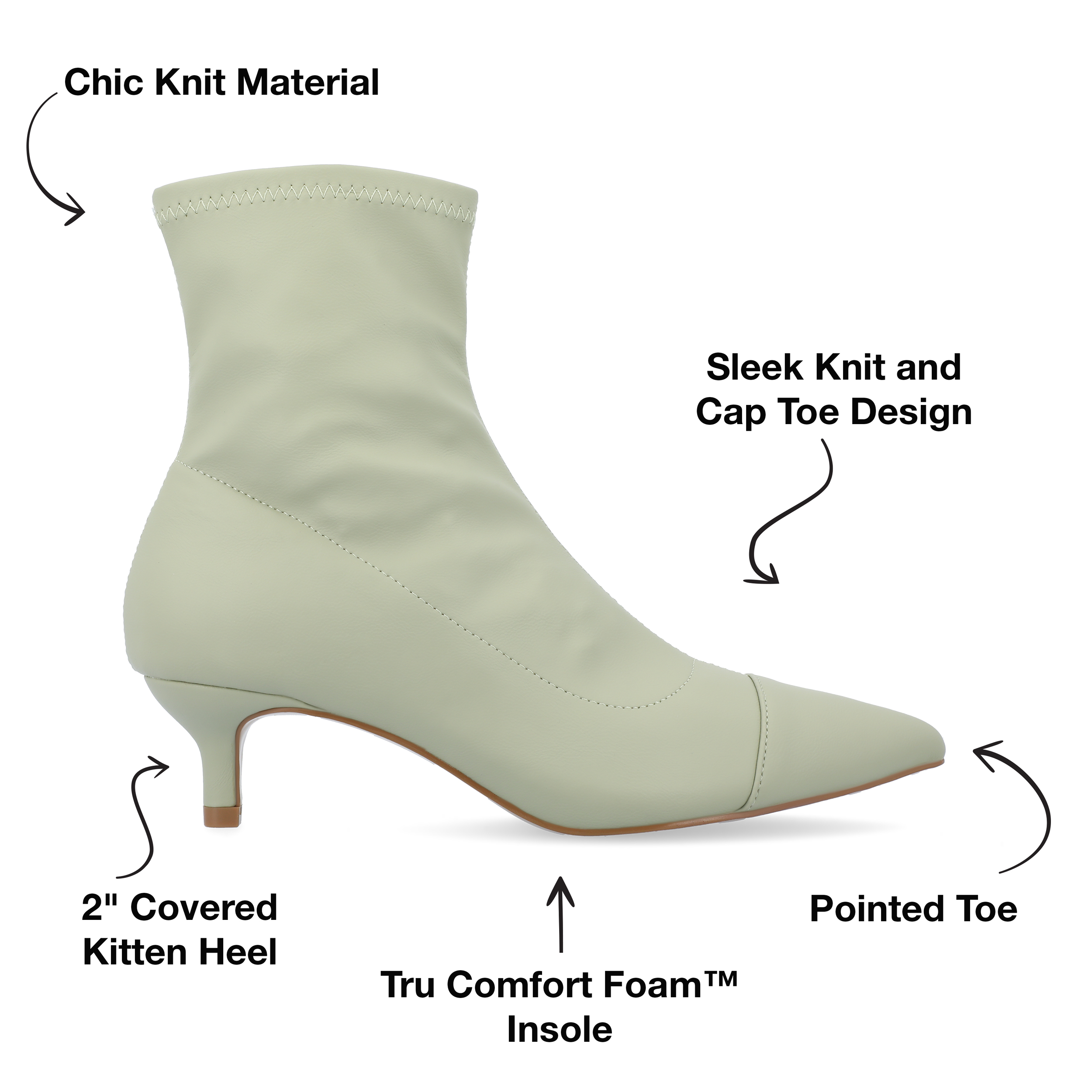 Journee Collection Womens Jadde Tru Comfort Foam Pull On Kitten Heel Bootie
