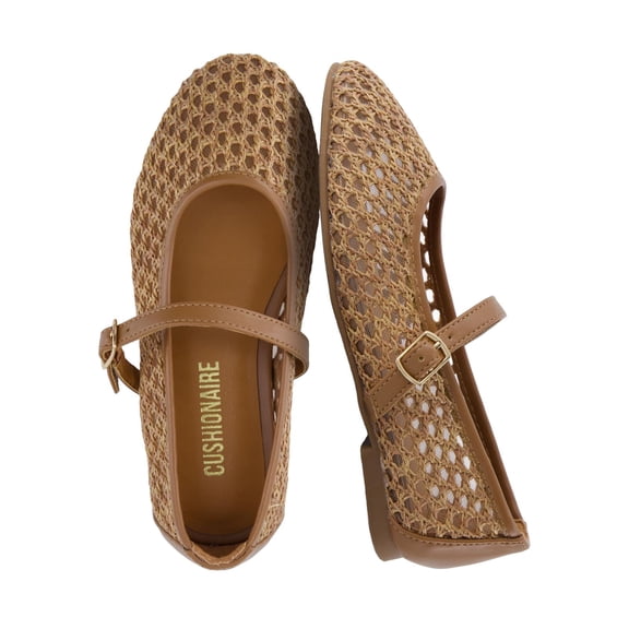 Cushionaire Darla Kids Mesh Mary Jane Ballet Flats, Girls Shoes with Buckle