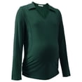 thumbnail image 2 of Xmarks Nursing T-shirt Solid Color Maternity Long Sleeve Top for Breastfeeding Pregnancy Shirt Green S, 2 of 6
