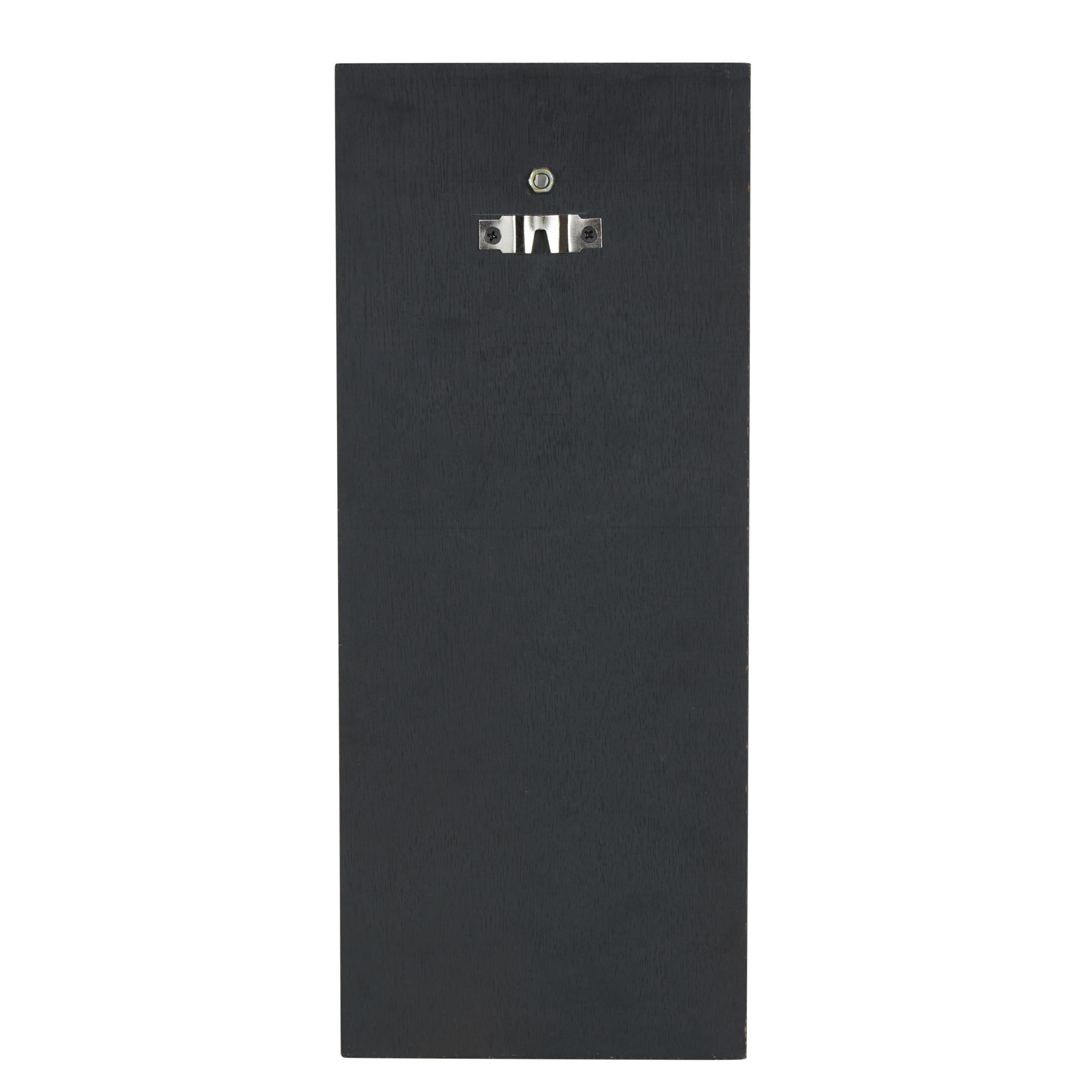 DecMode Black Metal Abstract Suspended Arched Cutout Wall Sconce with Brown Wood Backing and Beaded Edge