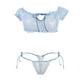 thumbnail image 2 of Gibobby Tangas de mujer sexy encaje Lencería Sexy de malla para mujer, conjunto de ropa interior de vendaje con cuello, ropa de discoteca para Bar nocturno(Azul celeste G), 2 of 5