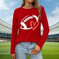 thumbnail image 2 of Seductiva Women's Soft Knit Long Sleeve Tee Swomeneatshirt Women Cute Football Graphic Pullover Shirt Football Season Long Sleeve Tops Loose Fit Lightweight Tunic Shirts Loose Fit Tees Blouses, 2 of 4