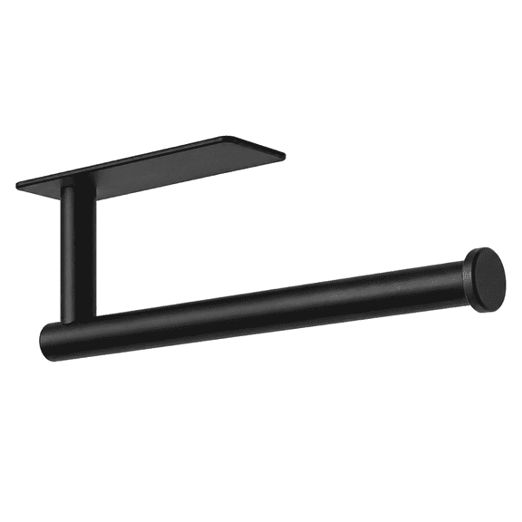 PLERISE Under Cabinet Paper Towel Holder, Adhesive Mounted, Matte Black, SUS304 Stainless Steel