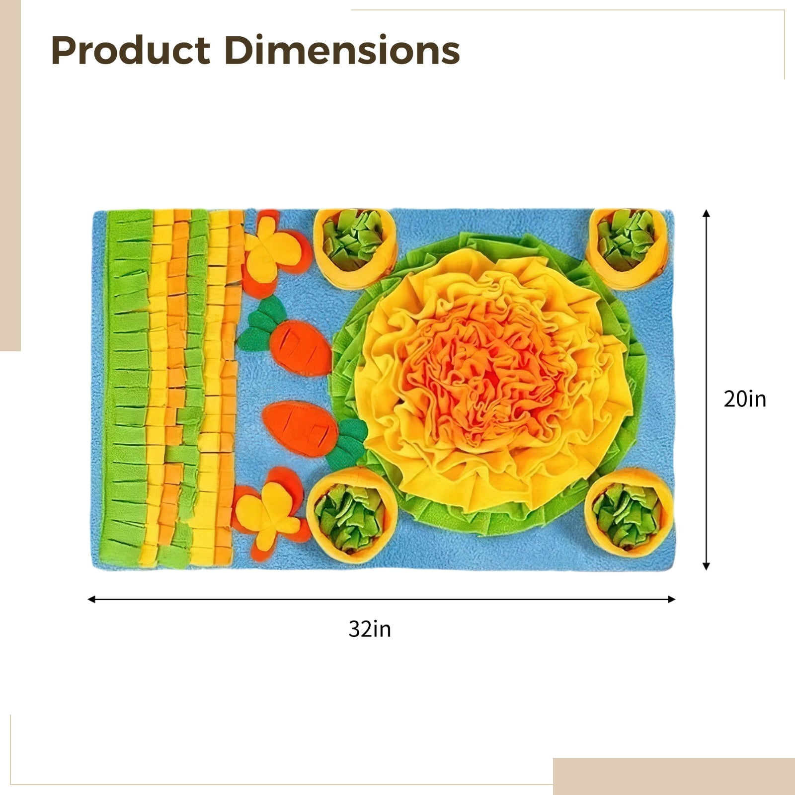 Snuffle Mat for Dogs, Large Breed Sniff Mat, 50 x 80 in Colorful Foraging Mat, Includes 2 Carrot Dog Toys, Ideal for Anxiety Relief and Slow Feeding