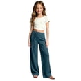 thumbnail image 2 of UJNDER Girls Stylish High Waisted Casual with Elastic Waist and Drawstring for Comfort Girls Pants,Navy,8-9 Years, 2 of 6
