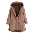 thumbnail image 1 of WEIYLL Fleece Jacket Women Solid Color Long Sleeve Zipper Hooded Long Warm Button Fashion Red Fall Clothes Size 4XL, 1 of 7