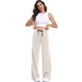thumbnail image 6 of Cadmus Womens 30" High Waist Wide Leg Sweatpants Drapey Soft Casual Drawstring Workout Pants with Pockets, 6 of 9