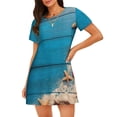 thumbnail image 1 of Easygdp Shells and Starfish Camisón de manga corta para mujer, informal, estampado, 1 of 6