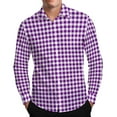 thumbnail image 2 of WAENQINLA Plaid Shirt Men Button Up Regular Fit Tops Long Sleeve Dressy Casual Golf Tees Winter Work Jackets Purple XXXL, 2 of 8