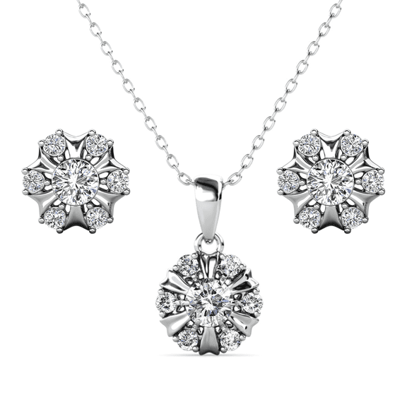 Cate & Chloe Millie 18k White Gold Plated Jewelry Set with Swarovski Crystals Gift for Women