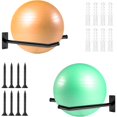 thumbnail image 1 of Wall Mount Exercise Ball Holder, Metal Yoga Ball Holder, Heavy Duty Medicine Ball Rack, Stability Ball Storage Rack for Gym, Garage, Home, 2 Pack, 1 of 8