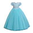 thumbnail image 2 of SDNall Girls Wedding Party Evening Formal Dance Dress Children Dress Puff Sleeve Princess Dress Long Sequin Dress Canonicals Girls Dresses Age:11-12 Years, 2 of 9