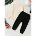 thumbnail image 3 of Happy Town Toddler Girl Fall Outfits Long Sleeve Letter Top and Long Pants Set Toddler Sweatsuits, 3 of 8
