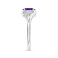 thumbnail image 3 of ANGARA Natural Oval Amethyst Bypass Ring with Trio Diamond Accents in 14K White Gold for Women (Size-7x5mm) | February Birthstone, Anniversary, Jewelry Gift for Women | Natural Amethyst Ring, 3 of 9