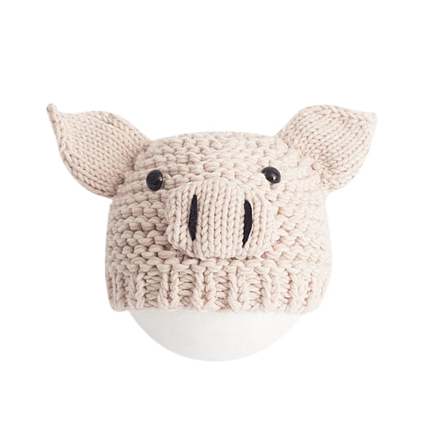 EeaseMX Accesorios de fotografía para recién nacidos: gorro de crochet para bebé, adorable cerdito tejido (beige)