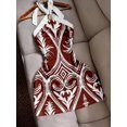 thumbnail image 3 of Sexy Fitted Halter Tie Waist Printed Color Block Mini Dress for Women - Casual Beach Holiday Travel, 3 of 6