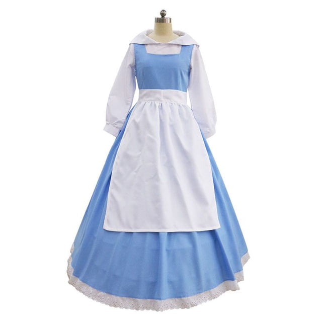Bella La Y Bestia Belle Azul Vestido De Criada Mujeres Cosplay Disfraz De Halloween