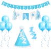 Half 1/2 Birthday Party Pack Decorations (Candle, Balloons, Hat and Banners) Comes in Baby Blue