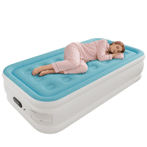 Twin Air Mattress with Built in Pump,Inflatable High Portable,Blow Up Air Bed for Home,Travel and Guest(Sky Blue)
