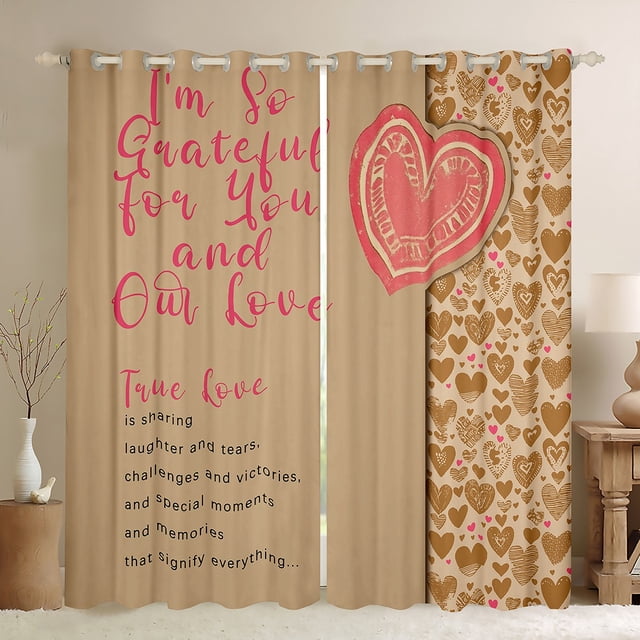 Erosebridal Rideaux Cœur d'Amour Lot de 2 (42x84), Cadeaux de la Saint-Valentin 30 %-50 % Rideaux Occultants, Marron Rose