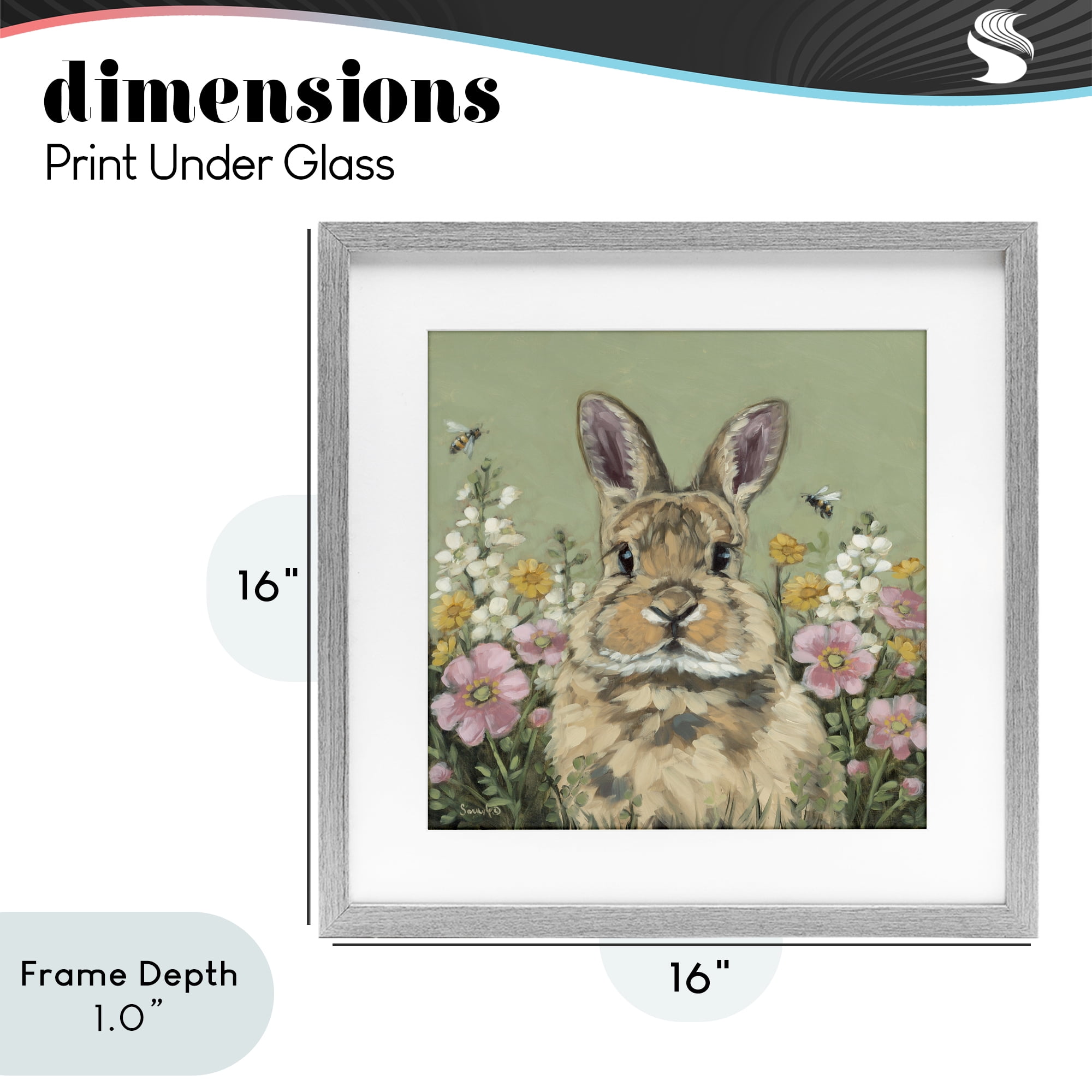 Stupell Industries Spring Abloom Rabbit Gray Framed Print Under Glass, design by Sara G. Designs