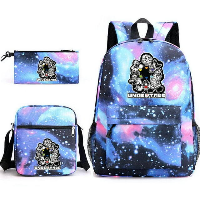 Juego de 3 mochilas Undertales, mochila escolar con bolsa para lápices y bandolera