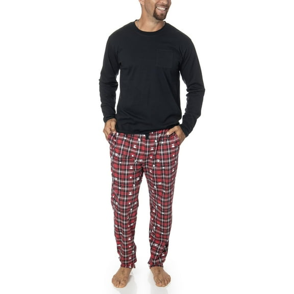 PEANUTS Mens' Cotton Snoopy Family Matching Pajamas 2-Piece Sets for Christmas with Woodstock Charlie Brown Linus, Gift for him (Red Plaid, XL)