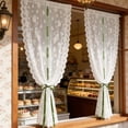 thumbnail image 6 of Floral Lace Sheer Tie Up Curtain 31.5W x 62.99L Inch Adjustable Rod Pocket Light Filtering Curtain for Kitchen Farmhouse, 6 of 6
