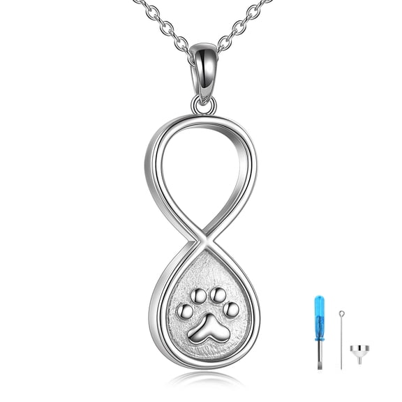 Onefinity Pet Paw Print Urns Necklaces Sliver Infinity Keepsake Memorial Pendant Gifts for Woman