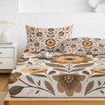 thumbnail image 6 of Twin Sze Fitted Sheet Set - Beige Brown Floral Boho 2 Piece Bedding Sets 16" Deep Pocket Fitted Sheet with 1 Pillowcase, Summer Spring Flowers Botanical Brushed Microfiber Hotel Luxury Bed Sheets, 6 of 9